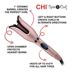 CHI Spin N Curl chamber close-up highlighting heated curling chamber.