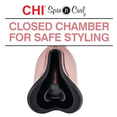 CHI Spin N Curl temperature display with preset heat settings.