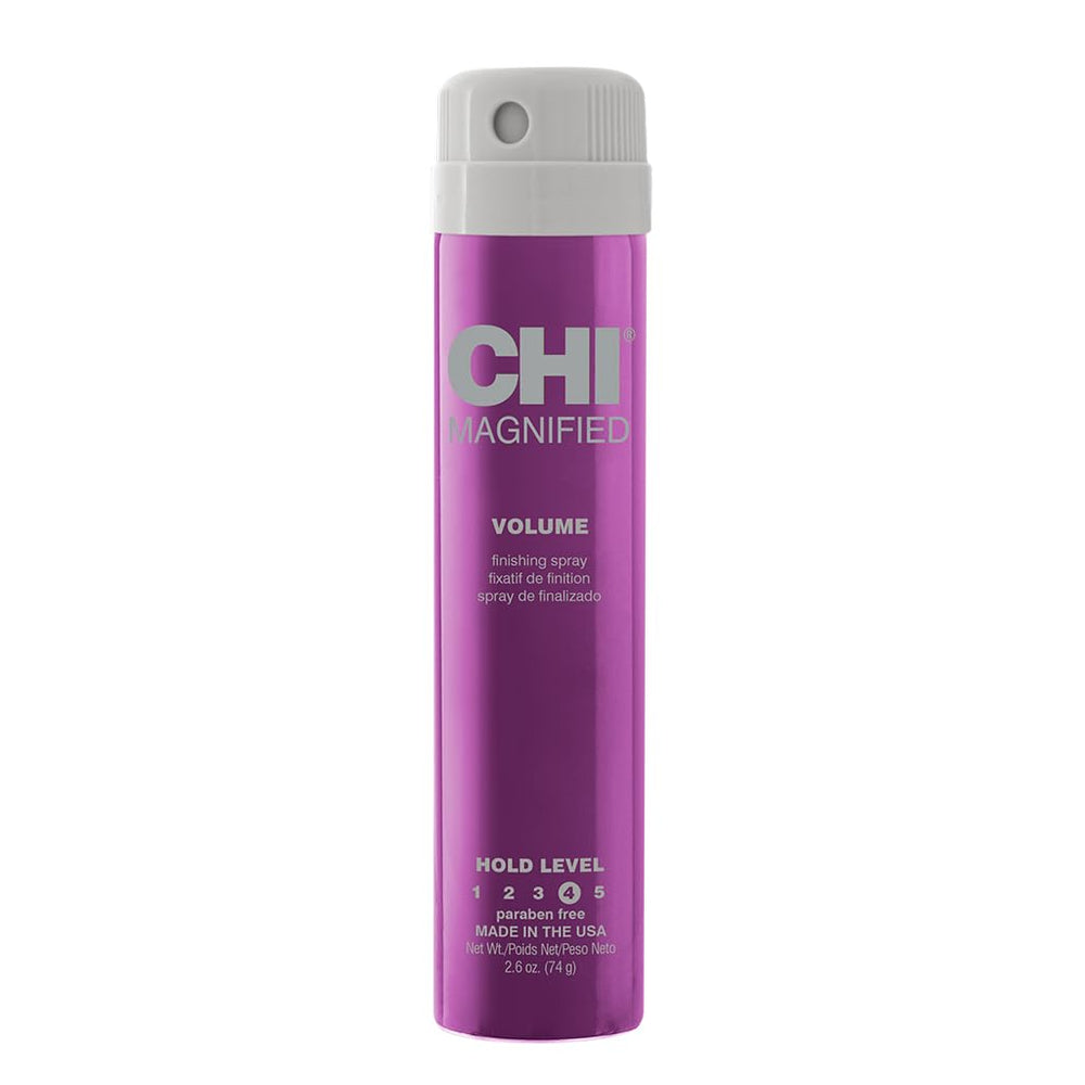 CHI spray de acabado con volumen magnificado aplicado para cuerpo duradero.