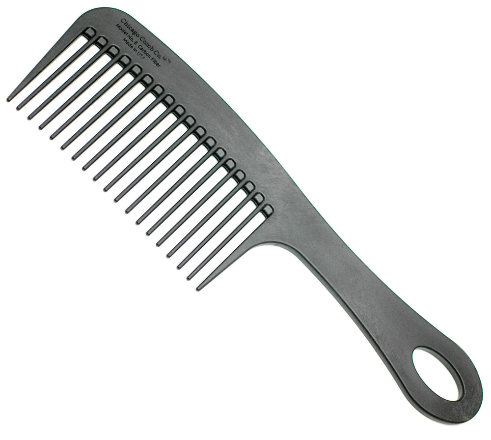 Chicago Comb Model 8 carbon fiber detangling for thick, curly hair.