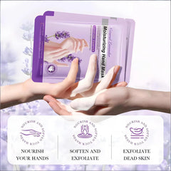 Chicwe Lavender hand mask sachets illustrate even saturation across fingers.