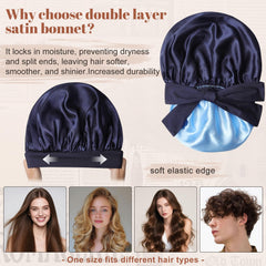 CHLINS gorro satén doble capa protección suave para el cabello