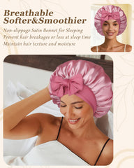 CHLINS reversible satin bonnet side view showing two-color reversible design.
