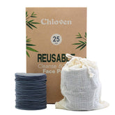 Chloven charcoal bamboo reusable pads 25-pack in soft cloth for gentle makeup removal