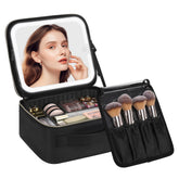 Chomeiu makeup bag with LED mirror illuminates makeup routines in dim environments.