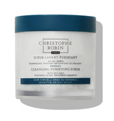 Christophe Robin Purifying Scalp Scrub sea salt bottle showing detoxifying action