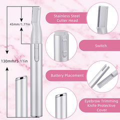 Chumia eyebrow trimmer in silver with precision blade for clean shaping.