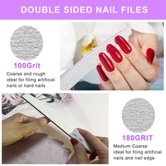 Cianyyee 100/180 grit nail file shapes and refines acrylic nails
