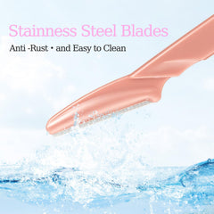 CICINUJOY angled dermaplaning blade contours cheeks, jawline, and brows with control.