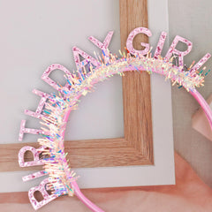 CIEHER pink tiara worn during birthday party decoration for a standout moment