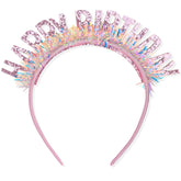 Diadema CIEHER para cumpleaños con brillo rosa, añade un toque festivo a la celebración.