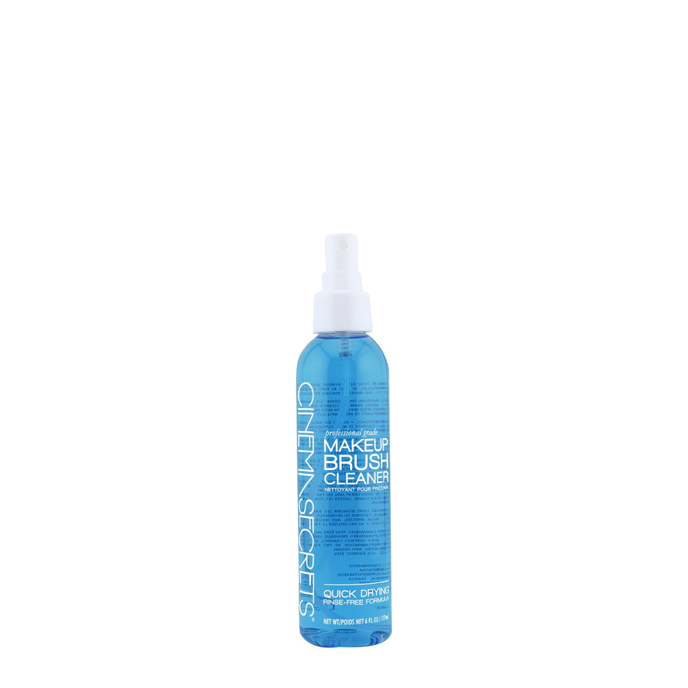 Cinema Secrets Original Blue Vanilla Brush Cleaner bottle shows quick-dry action