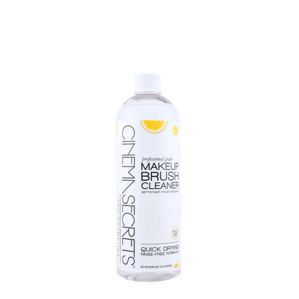 Cinema Secrets Original Brush Cleaner bottle with lemon scent for quick, rinse-free cleaning.