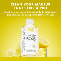 Cinema Secrets Original Brush Cleaner lemon brush dip shows deep-cleaning for waterproof makeup.