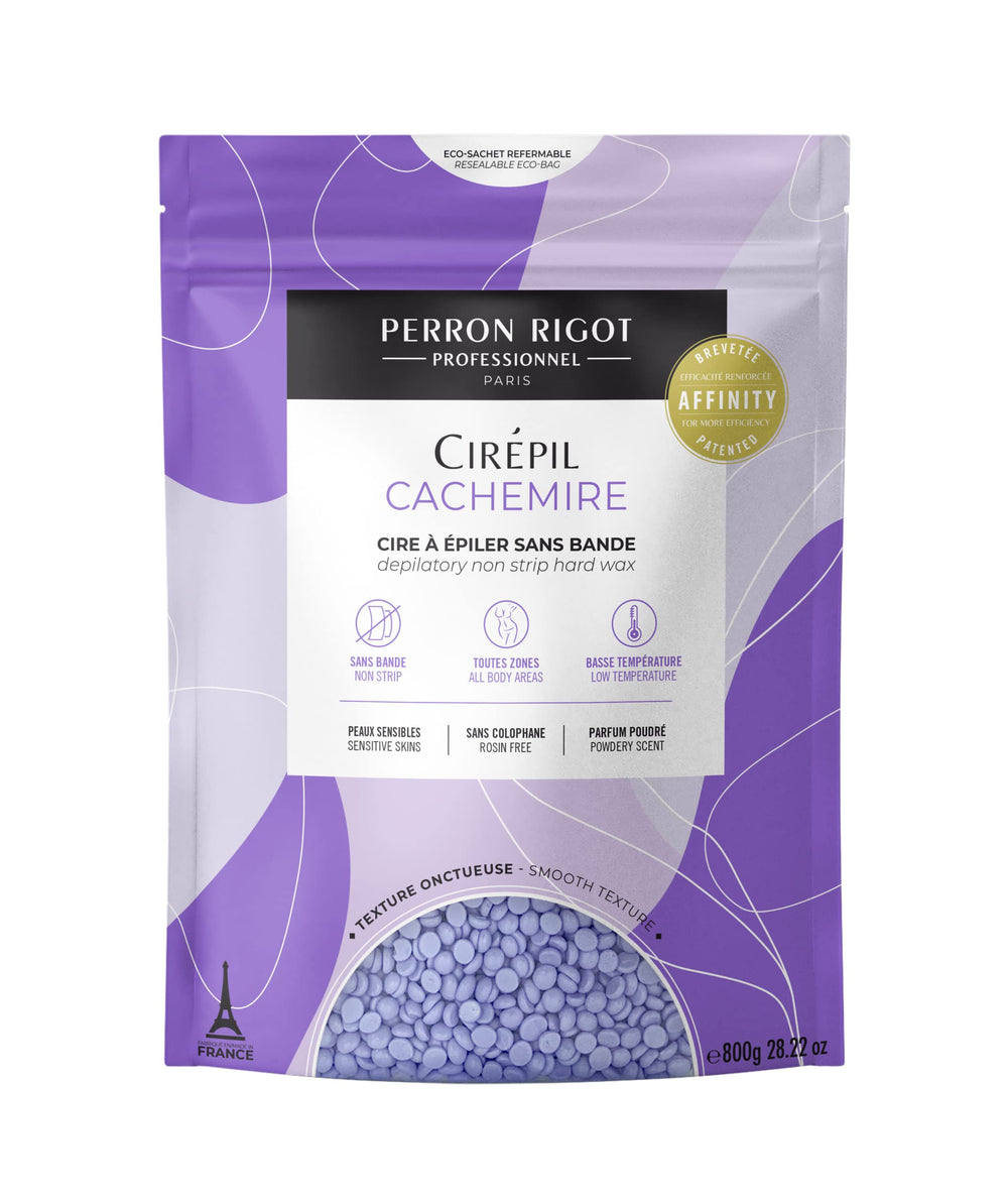 Cirepil Cachemire hard wax beads 800g bag with creamy texture for gentle results.