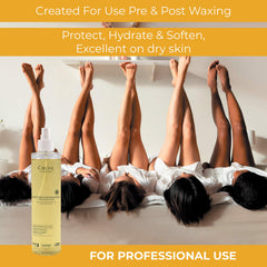 Cirepil oil dissolving wax residue after waxing for smooth skin.
