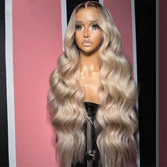 CIYOO ash blonde body wave wig with 13x6 lace front for versatile styling