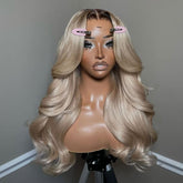 CIYOO milk tea ash blonde wig with 13x6 lace front for natural parting.