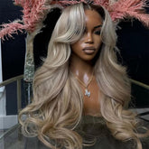 CIYOO ombre brown roots ash blonde wig for a natural 26-inch look and easy styling.