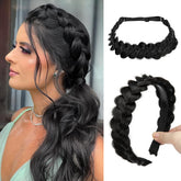 CJL HAIR diadema trenzada negra para uso diario, aspecto natural y fijación suave