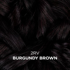 Color swatches show burgundy brown shade range including 2RV.