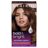 Clairol Bold and Bright chocolate dye bottle ready for application and vivid color