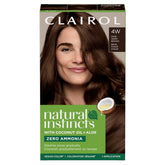 Clairol Natural Instincts 4W packaging highlighting ammonia-free formula with coconut oil