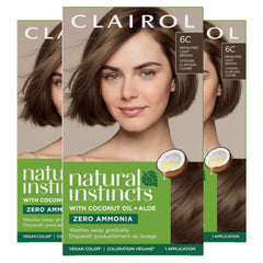 Clairol Natural Instincts 6C light brown color cream kit for gentle gray coverage and radiant shine