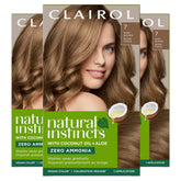 Clairol Natural Instincts 7 Dark Blonde color cream swatch for vibrant, gradual gray coverage