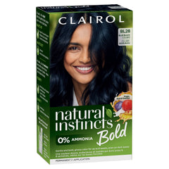 Clairol Natural Instincts Bold color cream Blue Black Colibri for vibrant shade.
