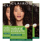 Clairol Natural Instincts Demi-Permanent 4 Dark Brown packaging, complete at-home color kit.