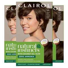 Clairol Natural Instincts demi-permanent dye 5A medium cool brown pack for soft gray blending.