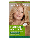Clairol Natural Instincts demi-permanent dye 9 light blonde packaging varies, ready for touch-up color.