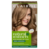 Clairol Natural Instincts 7 Dark Blonde color cream swatch for even coverage and gloss.