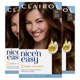 Clairol Nice'n Easy 5N bottle demonstrates medium neutral brown shade for natural gray coverage.