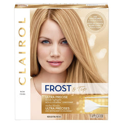 Clairol Nice'n Easy Frost & Tip kit with highlighting cap for precise at-home highlights.