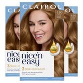 Clairol Nice'n Easy 6.5G bottle shows natural-looking color and even coverage.