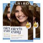 Clairol Nice'n Easy 6A light ash brown color kit demonstrating natural gray coverage