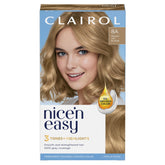 Clairol Nice'n Easy 8A Medium Ash Blonde box showing the color kit for natural-looking coverage
