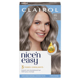 Clairol Nice'n Easy 8S Soft Silver bottle for seamless gray coverage and vibrant color.