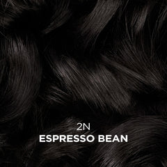 Clairol Professional espresso bean color result with glossy shine.