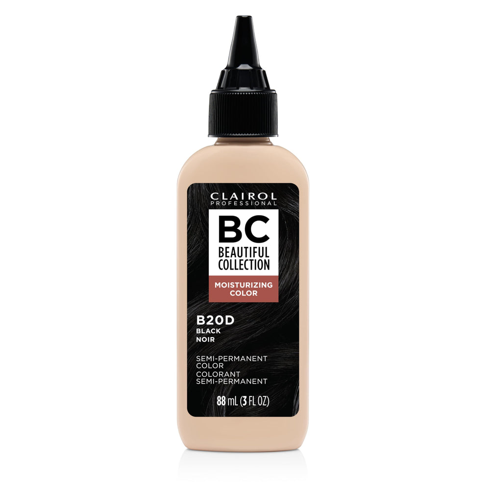 Clairol Professional Beautiful Collection 20D Black bottle closeup highlighting vibrant semi-permanent color