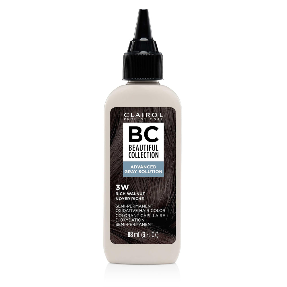 Clairol Professional Beautiful Collection Advanced Gray Solution bottle pour shows smooth color application