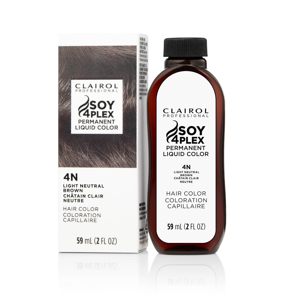 Clairol Professional Liquicolor 4N bottle showing conditioning-rich color.