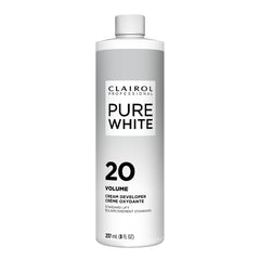 Clairol Professional Pure White 20 Volume Creme Developer bottle for consistent bowl-and-brush mixing