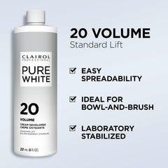Clairol Professional Pure White 20 Volume Creme Developer shows creamy, smooth mixing texture