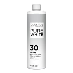 Clairol Professional Pure White Creme Developer bottle ready for bowl-and-brush mixing.