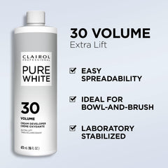 Clairol Professional Pure White Creme Developer in a bowl shows thick, opaque consistency.