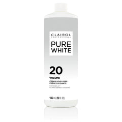 Clairol Professional Pure White Creme Developer bottle for reliable bowl-and-brush mixing and even lift preparation
