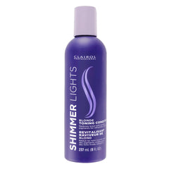 Clairol Professional Shimmer Lights Morado, botella frontal, acondicionador para neutralizar tonos amarillos